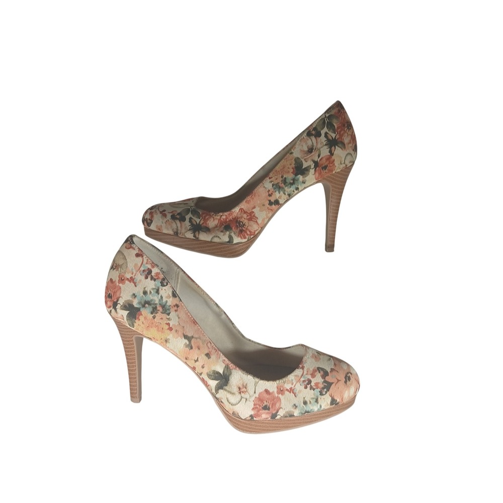 Christian Siriano Floral Platform Pumps 9 Multicolor Round Toe Stiletto Heels